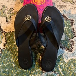 Tory Burch black leather sandals, size 9